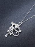 wholesale 925 Sterling Silver Black Ankh Eye Of Horus Pendant Necklace-0-3