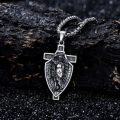 wholesale 925 Sterling Silver Saint Michael Guardian Angel Shield Cross Necklace Pendant Jewelry for Men Women Boys Girls Kids -0-1