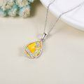 wholesale 925 Sterling Silver Teardrop Amber Pendant with Flower and Dragonfly Design-0-3