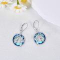 wholesale 925 Sterling Silver Blue Crystal Tree of Life Elephant Drop Earrings for Women Girls  4cm Long-0-3