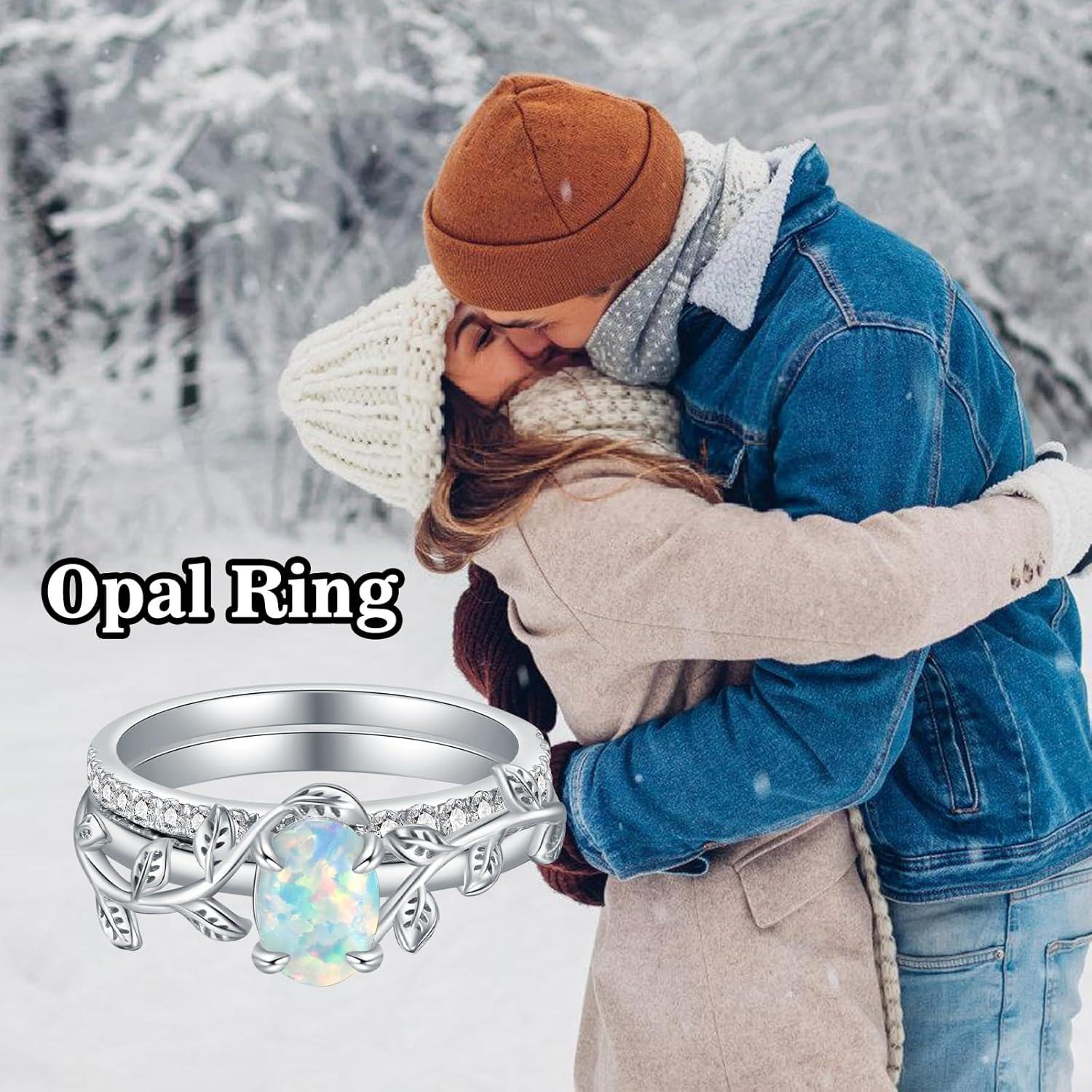 Sterling Silver Opal 1ct Leaf Oval Ring w CZ for Women Valentine s Day Gift-0-1