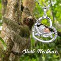 wholesale 925 Sterling Silver Sloth Heart Necklace Pendant for Women Girls Love You Forever -0-5