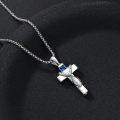 wholesale 925 Sterling Silver Sports Cross Cremation Urn Pendant Necklace  with Funnel Kit - Forever in My Heart (Basketball)-0-1