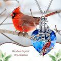 wholesale 925 Sterling Silver Blue Crystal Bird Heart Pendant Necklace-0-5