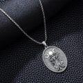 wholesale 925 Sterling Silver Saint Christopher Medal with Serpent and Medusa Head Necklace for Men Women Catholic Protection s 36 Chain Length-0-2