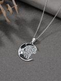 wholesale 925 Sterling Silver Black Onyx Tree of Life Crescent Moon Pendant Necklace for Women Wife Girlfriend-0-4