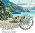 wholesale 925 Sterling Silver Green Opal Compass Necklace I'd be lost without you Pendant Gift for Women-0-5