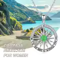 wholesale 925 Sterling Silver Green Opal Compass Necklace I'd be lost without you Pendant Gift for Women-0-5