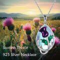 wholesale 925 Sterling Silver Purple Thistle Flower Pendant Necklaces for Women Girls s 43cm Chain Length-0-4