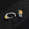 wholesale 925 Sterling Silver Sunflower Huggie Hoop Earrings for Women Girls Minimalist Floral Ear Cuff Lightweight Non-Hypoallergenic Gift Idea (Gold Plated)-0-1