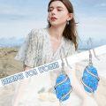 wholesale 925 Sterling Silver Blue Opal Drop Dangle Earrings for Women, Hypoallergenic-0-2