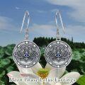 wholesale 925 Sterling Silver Round Lotus Flower Evil Eye Dangle Drop Earrings s for Women Girls-0-3