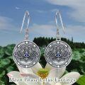 wholesale 925 Sterling Silver Round Lotus Flower Evil Eye Dangle Drop Earrings s for Women Girls-0-3