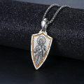 wholesale 925 Sterling Silver Metal Shield Shape Jesus Christ Pendant Necklace for Men Religious s-0-2