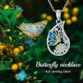wholesale 925 Sterling Silver Butterfly & Daisy Necklace with Smooth Droplet Lines & Filigree Design – Hypoallergenic, Nickel-Free, Lead-Free, Cadmium-Free – Elegant Gift for Women-0-4