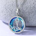 wholesale 925 Sterling Silver Blue Crystal Aquarius Constellation Pendant Necklaces for Women Astrology Gifts-0-2