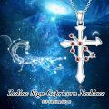 wholesale 925 Sterling Silver Red Garnet Zodiac Constellation Cross Pendant Necklace-0-2