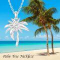wholesale 925 Sterling Silver Coconut Palm Tree Pendant Necklace with CZ Stones and Chain 24-0-4