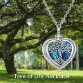 wholesale 925 Sterling Silver Tree of Life Abalone Shell Heart Urn Pendant Necklace for Women-0-5