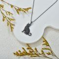 wholesale S925 Sterling Silver Black Cat Necklace with Cubic Zirconia for Women-0-2
