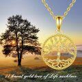 wholesale 14K Solid Tree Of Life Pendant Necklace For Women Grandmother Birthday Gifts 36cm Chain Length-0-4