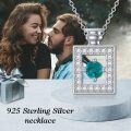 wholesale 925 Sterling Silver Square Emerald Pendant Necklace with Halo Accents-0-3