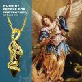 wholesale 925 Sterling Silver Gold Plated Saint Michael Archangel Black Onyx Point Pendant Necklace-0-1
