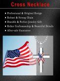 wholesale 925 Sterling Silver American Flag Cross Pendant Necklace  for Men & Women - Protection Amulet Religious Jewelry with 24 Rolo Chain (Gift Included)-0-2