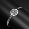 wholesale Silver Plated Copper Saint Sebastian Medal Oxidized Silver Curb Chain Bracelet-0-3