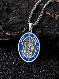 wholesale 925 Sterling Silver & Blue Enamel St Jude Pray For Us Medal Pendant Necklace for Men/Women Catholic s-0-3