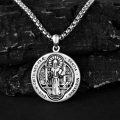 wholesale 925 Sterling Silver Saint Michael and Saint Christopher Pendant with Archangel Cross on 34+2 Extender Chain for Men Women -0-1