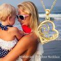 wholesale 14K Solid Heart-Shaped Pendant with Cubic Zirconia and Mom Inscription - Mothers' Day Gift-0-5