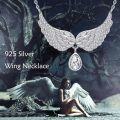 wholesale Gold 925 Sterling Silver CZ Angel Wing Pendant Necklace for Women and Girls s-0-5