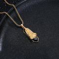 wholesale 925 Sterling Silver Saint Francis Black Onyx Gold Plated Pendant Necklace-0-2
