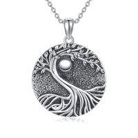 wholesale 925 Sterling Silver Yin Yang Tree Of Life Pendant Necklace With Chain-Tree of Life Necklace