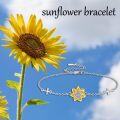 wholesale 925 Sterling Silver Sunflower Bracelet with Hypoallergenic Charm for Women - Sunshine Gift for Her-0-4