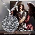 wholesale 925 Sterling Silver St Michael Archangel Pendant Necklace  for Men Women Catholic Gifts Protection Jewelry 45cm Chain Length-0-5
