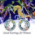 TOUPOP Sterling Silver Blue Crystal Seahorse Earrings Ocean Jewelry Gifts-0-1