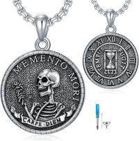 wholesale 925 Sterling Silver Memento Mori Pendant Stoic Virtue Carpe Diem Necklaces for Men Women Gifts-Silver_01_Urn