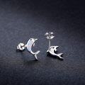wholesale 925 Sterling Silver White Fire Opal Dolphin Stud Earrings for Women Girls Gifts Hypoallergenic Jewelry 4g-0-1