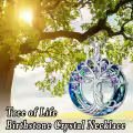 TOUPOP Sterling Silver Blue Crystal Tree Of Life Birthstone Necklace-0-2