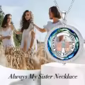 TOUPOP Sterling Silver Crystal Sisters Necklace, Forever My Friend Gift-0-1