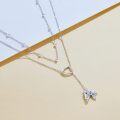 wholesale 925 Sterling Silver Horse Head Pendant Double Chain Lariat Necklace Christmas Gifts for Women-0-3