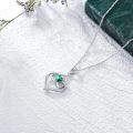 wholesale TOUPOP Forever Love Heart May Birthstone Pendant Necklaces For Women S925 Sterling Silver With Emerald, Birthday Jewelry Gift For Mom Daughter Wife -0-4