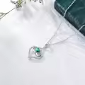 TOUPOP Sterling Silver Emerald Pendant Necklace, Birthday Gift For Women-0-4