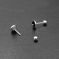 wholesale 925 Sterling Silver Black Onyx Round 5mm Tiny Stud Earrings for Women Hypoallergenic Twist Back-0-2
