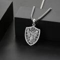 wholesale 925 Sterling Silver Shield Shape Angel and Cross Pendant Necklace  for Men Women  45cm Chain Length-0-4