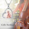 wholesale 925 Sterling Silver Heart-Shaped Cellist Pendant Necklace with CZ Stones - Christmas Gift for Her-0-4