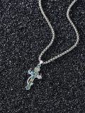 wholesale 925 Sterling Silver Abalone Shell Deer Antler Cross Pendant Necklace with Chain Gift for Men Hunters-0-2