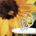 wholesale 925 Sterling Silver Sunflower Musical Notes Love Heart Pendant Necklace-0-3